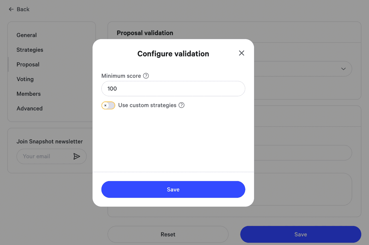 Set a high threshold to make sure proposal creators have sufficient Voting Power to create a proposal.